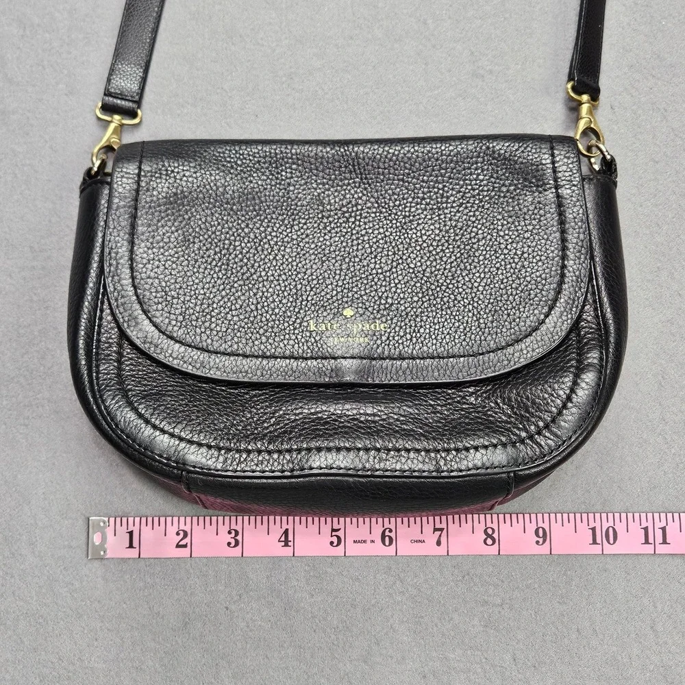 Kate Spade Black Pebbled Cow Leather Crossbody Flap Bag Gold Tone Hardware